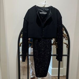 Source Unknown Black Sparkle Midi Dress